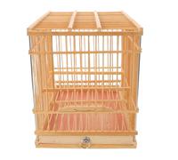 BESTonZON Cage à Oiseaux Rectangulaire Bambou Naturel Cage Portable pour Petits Oiseaux comme Pinsons Perruches et Canaris Facile à Nettoyer et Transportable pour Usage Intérieur et