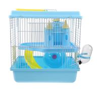 BESTonZON Cages château pour Hamsters à 2 Niveaux, Grandes Cages pour Hamsters et Souris, Habitat avec Bouteille d'eau, Roue d'exercice pour Petits Animaux, gerbilles, Fournitures de Jeu