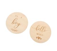BESTonZON Cartes de Souvenirs pour Bébé Lot de 2 en Bois Gravé Disques Ronds pour Photographies Enregistrer la Croissance Idée Présent pour Parents et Garçon et Filles