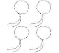 BESTonZON Chaîne De Chaussure En Cristal Femme 4 Pcs Argentée Pierre Brillante Décoration Talons Hauts Bijoux Cheville Élégant Accessoire Soirée Taille Unique Anti-perte