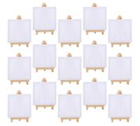 BESTonZON Chevalet de Table en Bois Grand Format Lot de 15 sets de Cadres en Toile 10X10 CM Supports pour Peinture à L’Huile et Acrylique Ensemble Complet pour Loisirs Créatifs et