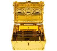 BESTonZON Coffre au Trésor Pirate Garçon et Filles Grand Format Doré avec Strass Boîte à Trésors en Plastique Robuste pour Rangement Pierres Précieuses Pièces et Jouets Jeu D’Imagination