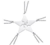 BESTonZON Collier Amitié Cinq Étoiles en Acier Titane, 5pcs Pendentifs Créatifs et Chaînes, Symbole de Relation pour Famille et Amis, Accessoire de Mode Facile à Porter