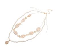BESTonZON Collier Choker Coquillages et Perles Plastiques Bijoux pour Femmes Accessoire de Plage pour Élégance à Deux Couches Mer
