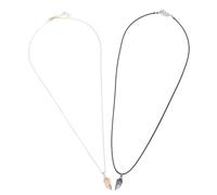 BESTonZON Collier Couple à Pendentif Cœur Assemblé en Alliage de Zinc Noir, Collier Polyvalent, Cadeau pour Petits Amis et Amoureuses