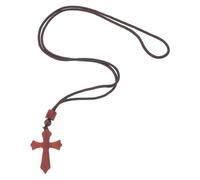 BESTonZON Collier Croix en Bois de Sanglier Sculpté, Pendentif Religieux Unisexe, Bijoux D'église Hypoallergéniques, Accessoire Chrétien pour Baptême et Cérémonies, Présent de Foi Naturel
