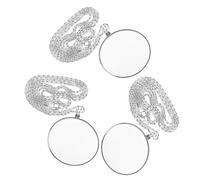 BESTonZON Collier Loupe de Lecture X5 en Alliage de Zinc Pendentif Rond Argenté 3 Pièces avec Lentille en Verre Optique 56 CM et Chaîne 457 CM Bijou Loupe Portable pour Lecture Travaux