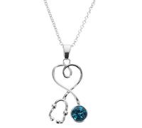 BESTonZON Collier Pendentif en Alliage de Stéthoscope Cœur Bleu, Collier Délicat pour Femme, Accessoire Créatif de Clavicule, Bijou Médical pour Médecins et Infirmières