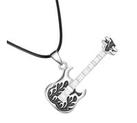 BESTonZON Collier Pendentif Violon en Acier Inoxydable Noir pour Hommes, Chaîne de Clavicule Facile à Porter, Bijou Unique et Élégant pour Soirées et Présents Musiciens