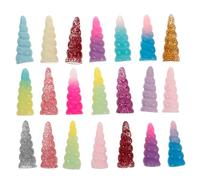 BESTonZON Cornes de Licorne en Résine 25 Pcs 25x10 Mm, Accessoires DIY pour Décoration Cheveux, Fausses Cornes Spirales Multicolores, Ornements Créatifs pour Bijoux et Couleur Aléatoire