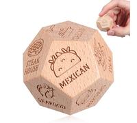 BESTonZON Dé Décideur Alimentaire en Bois 3X3 CM Choix Ludique pour Dîner en Amoureux Jeu Compact pour Prise de Décision Repas Accessoire Repas Original et Portable