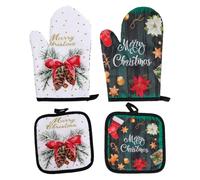 BESTonZON de Four 2 Ensembles de de Four de Noël de Serrage Maniques de Cuisine de Barbecue de Barbecue Tapis de Table de Noël