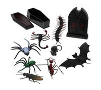 BESTonZON Décor Halloween Miniature Coffret avec Tombeau et Animaux Effrayants Accessoires Miniatures pour Fête et Village Halloween
