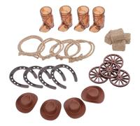 BESTonZON Décoration de Table Lot de Set de Pièces, Western Vintage pour | Mini Bottes, Chapeaux, Fers à Cheval, Roue de Chariot, Cordon Jute, Style Far West