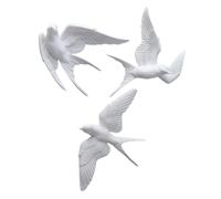 BESTonZON Décorations Murales Artisanales Hirondelles en Résine Blanche, Lot de 3 Pièces, Résistantes la Saleté et Solide, pour Jardin ou Cour