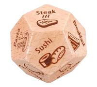 BESTonZON Dés de Décision Alimentaire en Bois Kaki, Dés de Poche pour Décider du Dîner, Idée Présent, Sorties Entre Amis