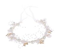 BESTonZON diadème de couronne bandeau de perles pour les filles casque fille bandes feminicene bandeau de perles de fleurs pour la fête bandeau de perles de fleurs pour la mariée alliage