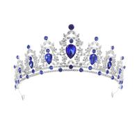 BESTonZON Diadème de Mariée Baroque en Strass Bleu Foncé, Couronne D’anniversaire Reine, Accessoire de Tête pour Bal de Fin D’année et Cérémonie, Bandeau Élégant pour Femmes, Présent