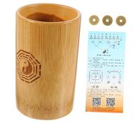 BESTonZON Divination Prop Set Bamboo Bucket with Coins Chinese Style Vintage Fortune-Telling Game for Family Gatherings and Temple Use