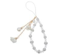 BESTonZON Dragonne de Téléphone Corde Suspendue Antidérapante en Cristal Blanc Pendentif Fleur pour Accessoires Quotidiens et Créations DIY