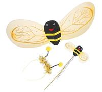 BESTonZON Ensemble Ailes D’abeille Dorées pour Filles avec Baguette Magique et Serrage-tête, Costume de Fée Abeille 1 Pièce, Accessoires pour Fêtes D’anniversaire, Halloween et Spectacles