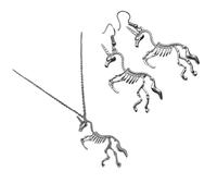 BESTonZON Ensemble Bijoux pour Femmes Licorne Squelette Collier Délicat Argenté 925 Sterling Boucles D’oreilles Pendantes Présent Mode Léger Confortable