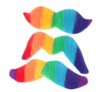 BESTonZON Ensemble de 3 Fausses Moustaches Colorées Arc-en-Ciel en Feutre Autocollantes et Réutilisables Moustache de Détective et Pirate pour Déguisement Clown Fête Carnaval et Mardi