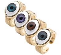 BESTonZON Ensemble de 4 Bagues Créatives en Cuivre Œil Maléfique, Bagues Esthétiques Légères et Robustes pour Hommes et Femmes, pour Cérémonies et Occasions