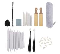 BESTonZON Ensemble de 48 Outils de Dessin Artistique pour Croquis Comprenant Estompes, Gommes Mie, Brosse Éponge à Frotter, Papier de Verre, pour Étudiants et Débutants, Kit