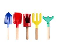 BESTonZON Ensemble de 5 Outils de Jardinage Pelles à Fleurs et Râteaux à Planter pour Jardinage Extérieur, Poignée en Bois Antidérapante, Fer Solide, Conception Ergonomique pour Travailler S