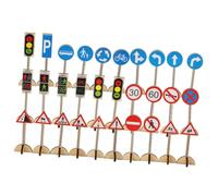 BESTonZON Ensemble De Jouets Éducatifs en Bois 30 Pièces Panneaux De Signalisation Routière Garçon Et Filles Apprentissage Sécurité Jeu Cognitif Garçon Et Filles Salle De Classe
