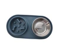 BESTonZON Étouffement pour Chien et Chat Double Bol Acier Inoxydable Bleu Design Pratique et Amovible Bol Eau Nourriture pour Petits Animaux
