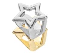 BESTonZON Grillz Hip-Hop en Cuivre 2pcs Forme Étoile, Accessoires Dentaires pour Performances et Vie Nocturne, Faciles à Nettoyer et Anti-Mauvaise Haleine