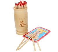 BESTonZON Jeu de Bâtons de Fortune Chinois en Bambou avec Seau Blanc et 100 Bâtons de Divination Accessoire de Divination Bouddhiste pour Voyance et Rituels Kit Complet pour Temple et