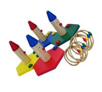 BESTonZON Jeu D'extérieur Anneaux en Corde et Bois pour Garçon et Filles Développe la Coordination Main-œil Force des Bras, pour Jardins et Activités Sportives