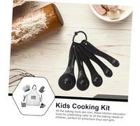 BESTonZON Kit Cuisine Garçon Fille avec Tablier Noir et Blanc Accessoires de Cuisson Confortables et Faciles à Nettoyer pour Garçons et Filles Maternelle pour Pâtisserie Peinture et Jeux de