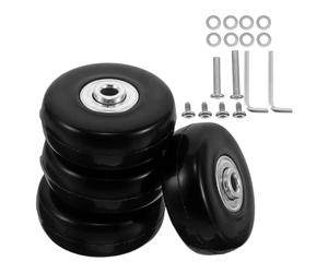 BESTonZON Kit de Réparation 4 Roues Pivotantes en Caoutchouc 50 MM avec Roulements à Billes pour Valise, Axes, Vis et Clé Inclus, Compatible Bagages à roulettes, Remplacement Solide pour