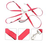 BESTonZON Laisse Triple Réglable pour Chien en Nylon Résistante, Longueur Ajustable, Éducateur pour Promenade et Dressage, Adaptée aux Chiots et Chiens Adultes, Coloris Rouge