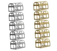 BESTonZON Lot de 10 Mini Boîtes à Bonbons Transparentes de Coffre au Trésor Boîtes de Rangement Décoratives pour Mariage et Fête Contenant Alimentaire Solide Or et Argenté Coffrets