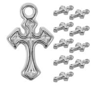 BESTonZON Lot de 10 Pendentifs Croix Miniatures en Acier Inoxydable 8X13 MM Breloques Chrétiennes pour Création de Bijoux Accessoires Religieux pour Bracelets Colliers et Porte-Clés