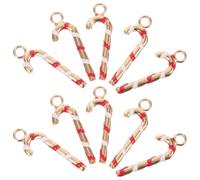BESTonZON Lot de 10 Pendentifs de Noël en Alliage Argenté, Mini Breloques Canne à Sucre Décoratives pour Bijoux de Noël, Accessoires DIY pour Bracelets, Colliers et Scrapbooking Festive