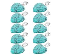 BESTonZON Lot de 10 Pendentifs en Pierre Naturelle de Cœur 20 MM 4 G Breloques en Cristal et Agate Vert Turquoise pour Création de Bijoux Accessoires pour Colliers et Bracelets Usage