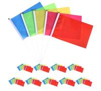 BESTonZON Lot de 100 Drapeaux à Main Multicolores 20X28 CM Petits Drapeaux sur Bâtonnet en Plastique et Décoration Extérieure pour Fêtes Évenements Sportifs et Défilés