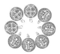 BESTonZON Lot de 12 Pendentifs Breloques en Métal Style Italien Saint Benoît, Ornements Chrétiens Décoratifs, Charms pour Fabrication de Colliers, Décorations Porte-clés pour Loisirs