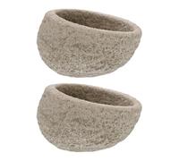 BESTonZON Lot de 2 Bassins d'alimentation pour Reptiles en Résine Imitation Pierre Grise, Gamelles Robustes et Stables, Adaptées pour Nourrir Lézards et Petits Animaux Rampants Terrarium