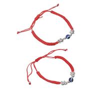 BESTonZON Lot de 2 Bracelets Réglables en Corde Rouge Faits Main Perles Bleu Œil Mauvais Éléphant et Tortue Amulette Bijoux de Poignet Chics pour Couple et Présent d'Anniversaire