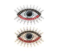 BESTonZON Lot de 2 Broches Œil du Démon avec Cristaux pour Femme Broche Vintage Argenté et Or Bijou Amulette Rétro Accessoire Châle et Cardigan Présent Anniversaire