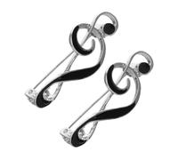 BESTonZON Lot de 2 Broches Note de Musique en Alliage de Zinc Finition Goutte d'Huile Couleur Argentée Accessoires Polyvalents pour Manteau Pull et Costume pour Mariage et Fêtes