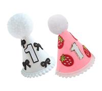 BESTonZON Lot de 2 chapeaux pour 1er anniversaire : couronne en feutre pour décoration de gâteau d'anniversaire, accessoires photo pour garçons et filles