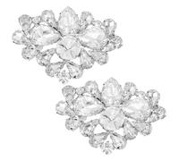 BESTonZON Lot de 2 Clips Décoratifs Argentés pour Chaussures de Mariée à Talons Hauts Ornements à Clipser en Cristal Accessoires Bijoux Élégants pour Mariage et Fêtes Décoration